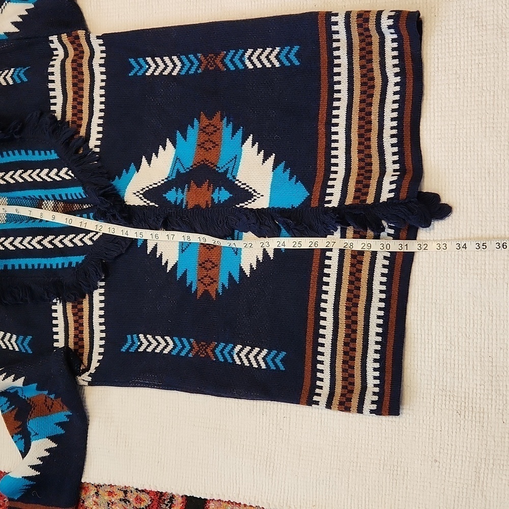Navy Aztec Navajo Southwest Cardigan Sweater - Picture 7 of 7